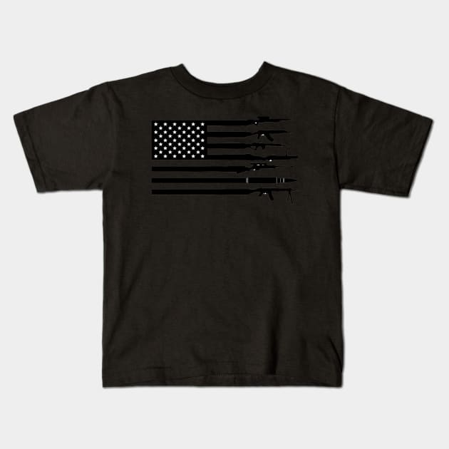 American Flag Guns Kids T-Shirt by  The best hard hat stickers 